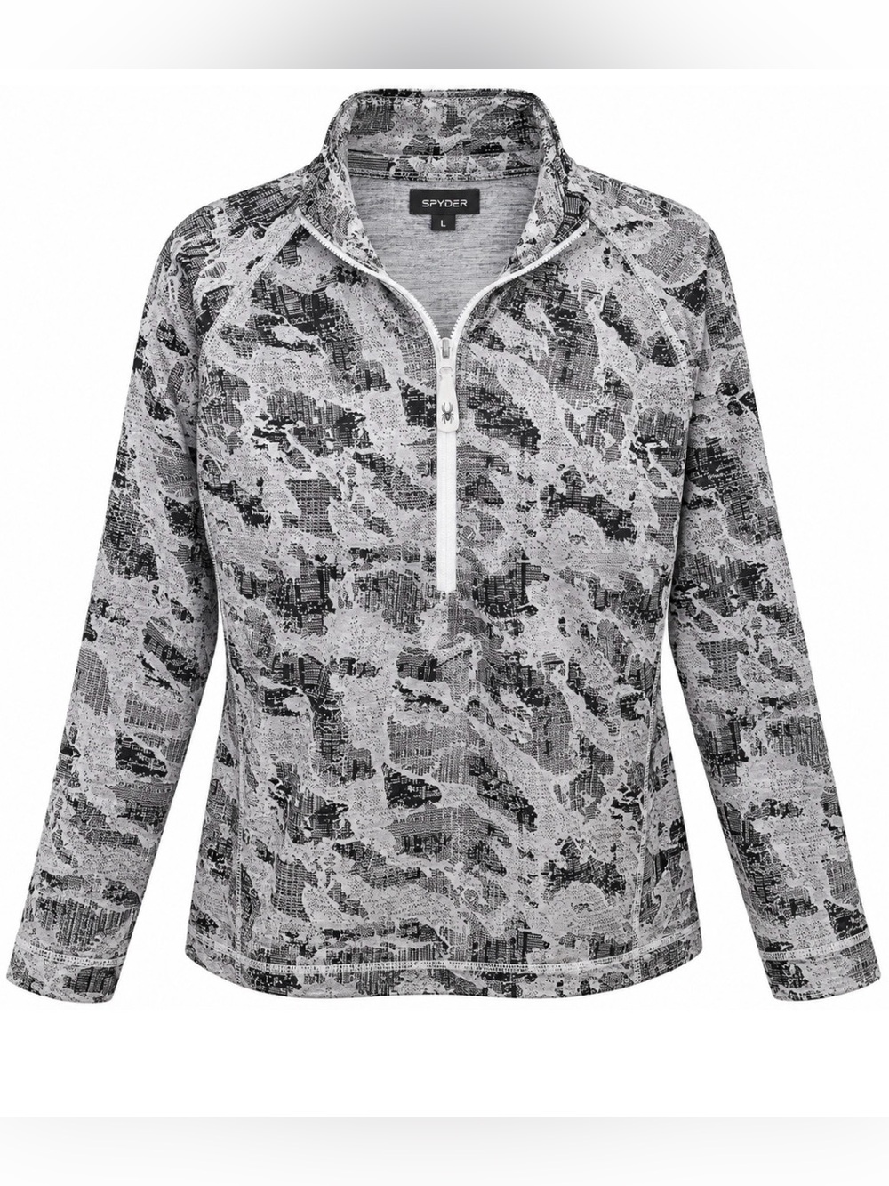 Spyder Women's Black and Gray Activewear Top Half Zip Sweatshirt, large